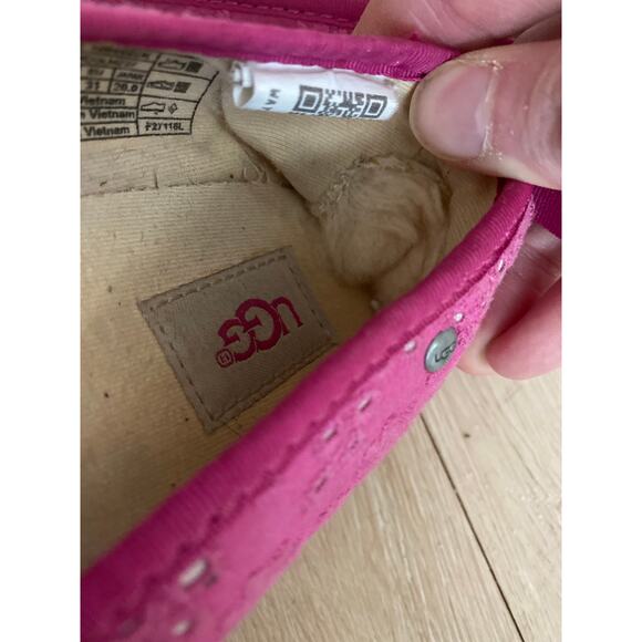 UGG espadrille ballet flats girls size 1 pink eyelet bow slip on comfort - Picture 7 of 7